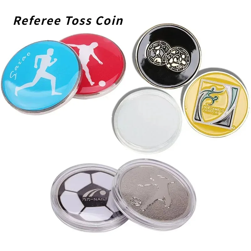 Football Referee Side Toss Coin Alloy Judging Tools Soccer Pick Edge Finder Coin Professional Fair Play Match Referee Equipment