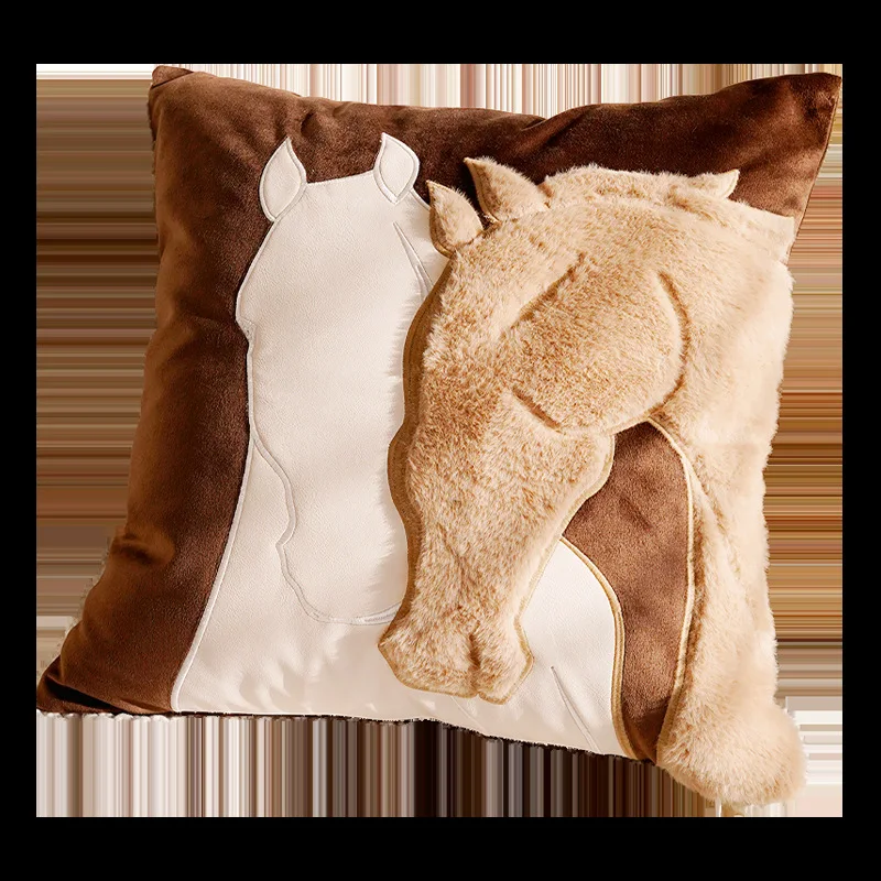 30x50/45x45cm Maillard Retro Horse Cushion Cover Luxury Pillow Covers Decorative Sofa Bed Living Room Brown Throw Pillow Case view 5