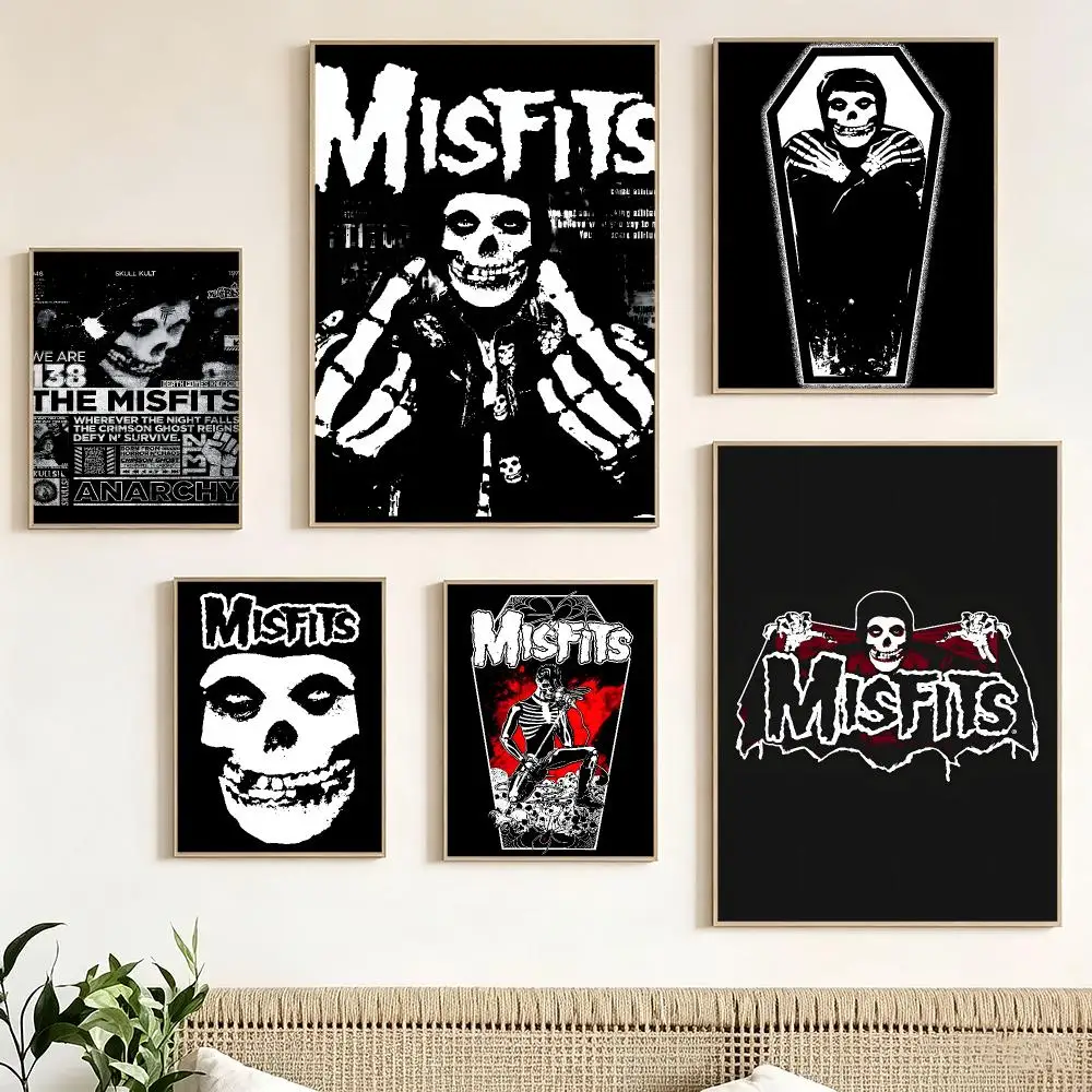 Punk Band M-Misfits Poster impermeable para el hogar sala de estar dormitorio bar decoracion estetica