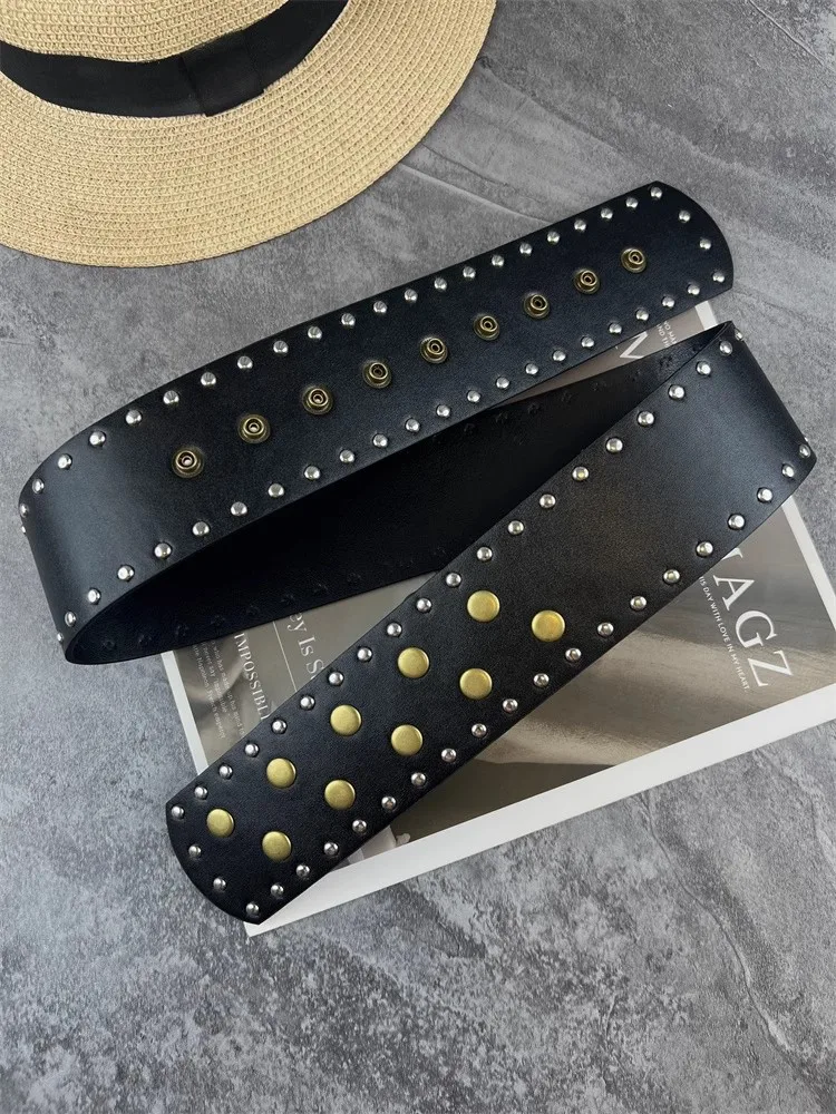 الرجال النساء خمر برشام بولي Leather الجلود الشرير مشد الإناث Cummerbund معطف حزام فستان Decration حزام عريض J1694