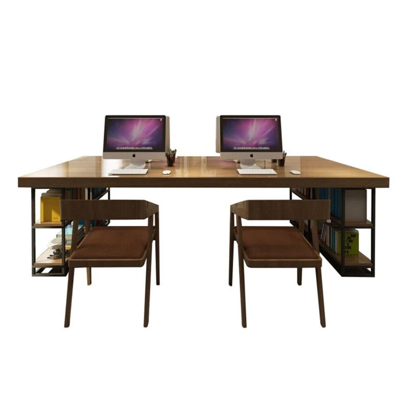 Solid wood desk and chair combination staff workstation, furniture, computer desk, staff table for 4 people, 8 people