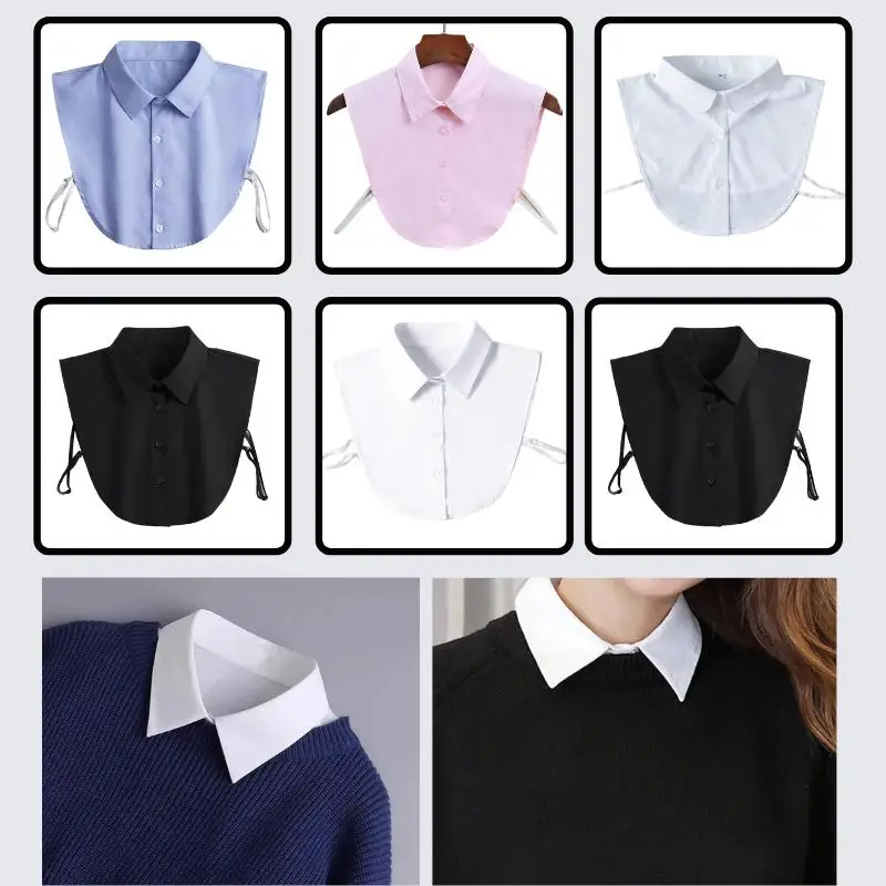 

Накладной воротник для женщин и мужчин, съемный, имитация блузки, однотонный, белый/черный/розовый/синий