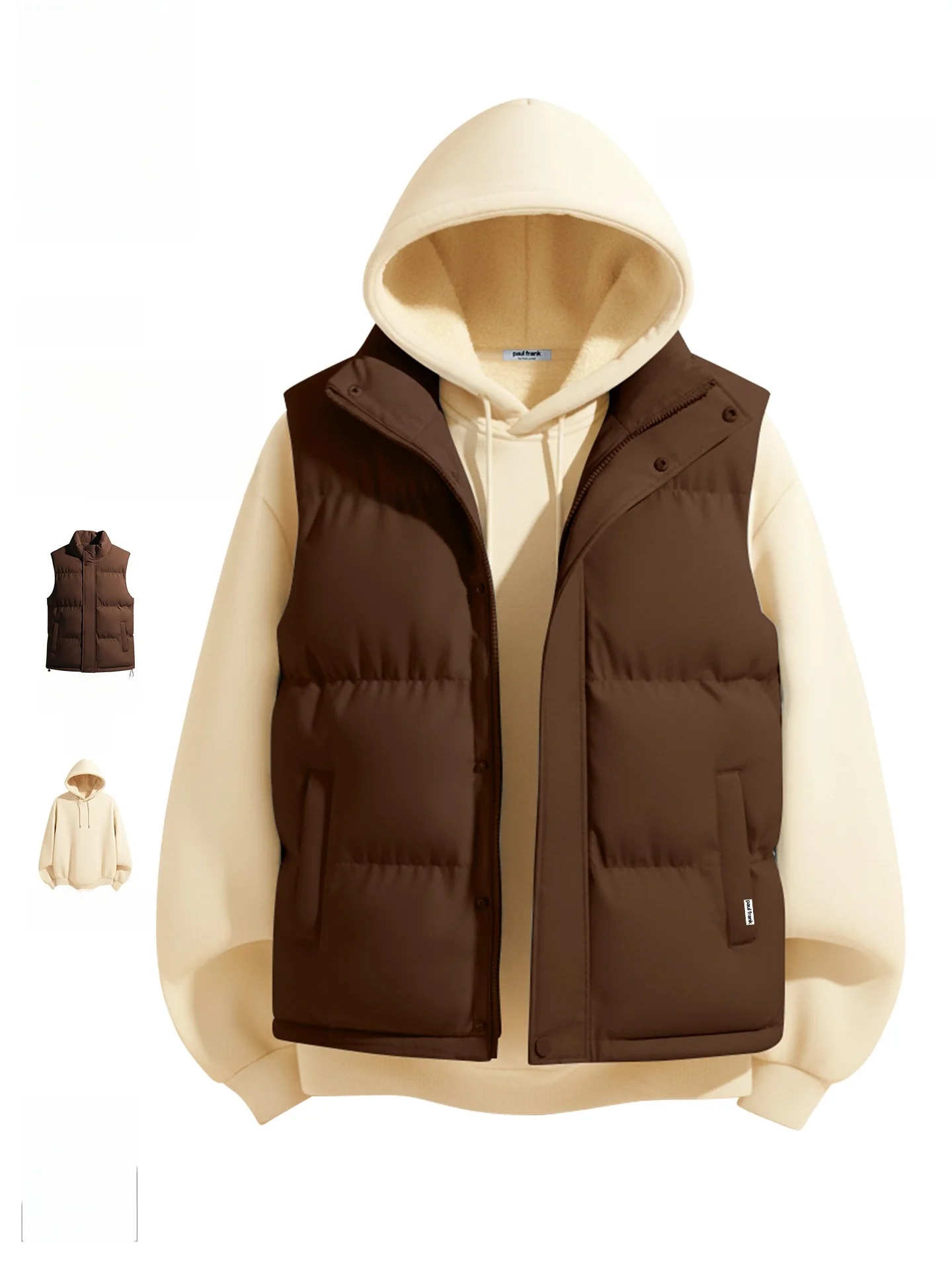 

Thiened Cotton Vest Men Winter American Retro Svel Cotton Warmth Trendy D Monkey Mouth Vest Youth Sport