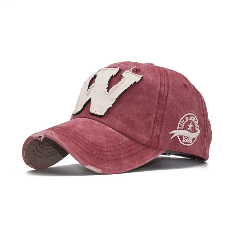 Baseballkappe mit besticktem Buchstaben W, Snapback-Kappen, Knochenkappe, Distressed-Look, passgenaue Kappe für Herren, individuelle Hüte – Detail 5