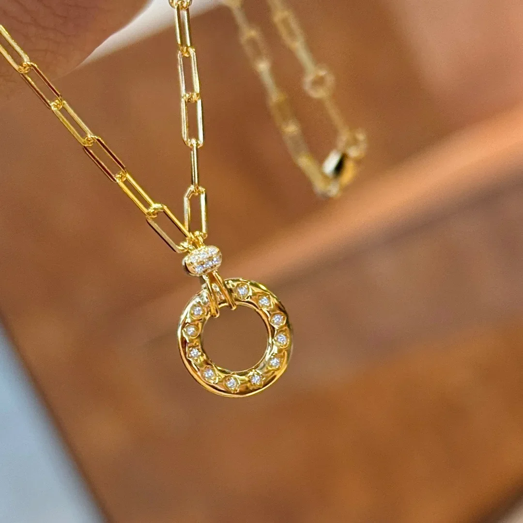 

100% стерлинговое серебро 925 пробы, 18-каратное позолоченное ожерелье с подвеской в виде компаса AAA из циркония для женщин, ювелирные изделия