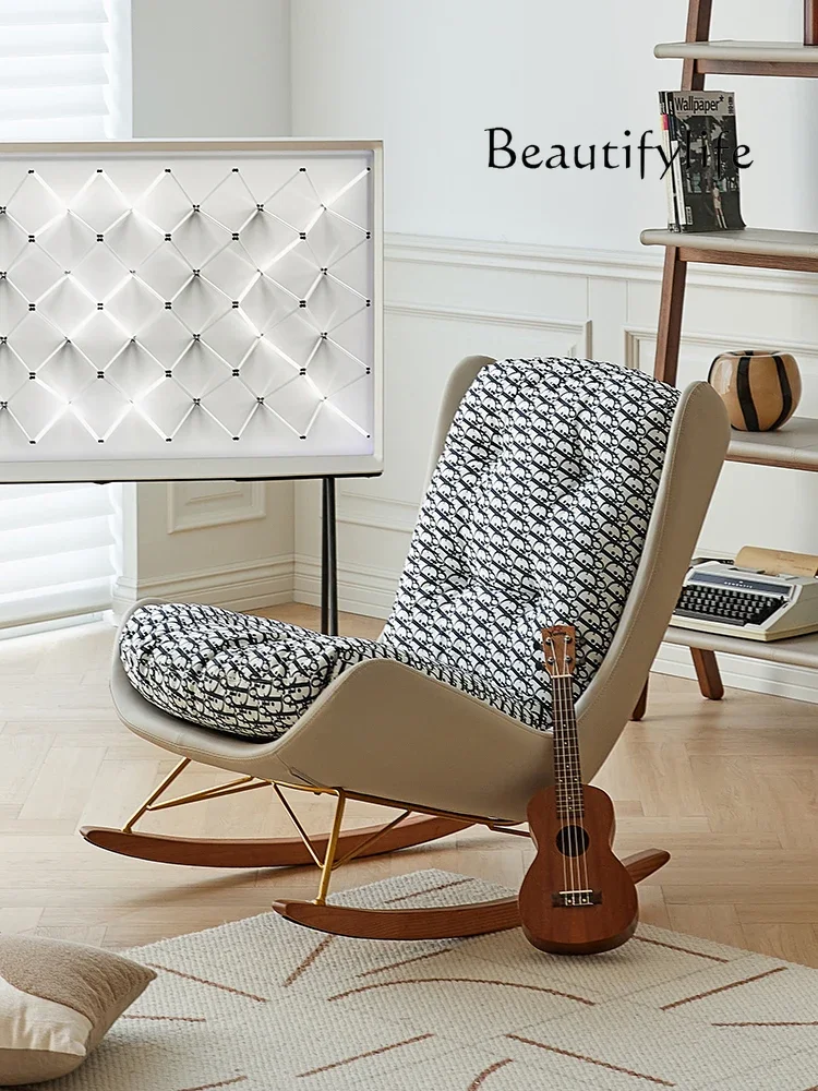 

Mid-Ancient Ins Style Italian-Style Light Luxury Rocking Chair Balcony Living Room Leisure Couch Simple Recliner