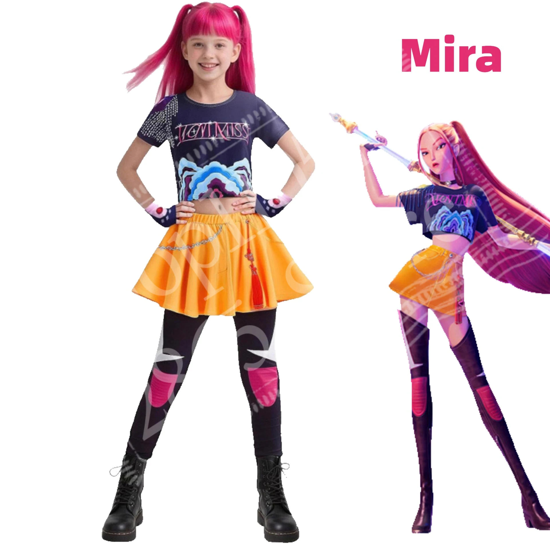 أزياء الهالوين رومي زوي ميرا التأثيرية للفتيات KPop Démons أزياء تنكرية للأطفال أزياء هنتركس رومي أزياء الهالوين للحفلات لعب الأدوار #1