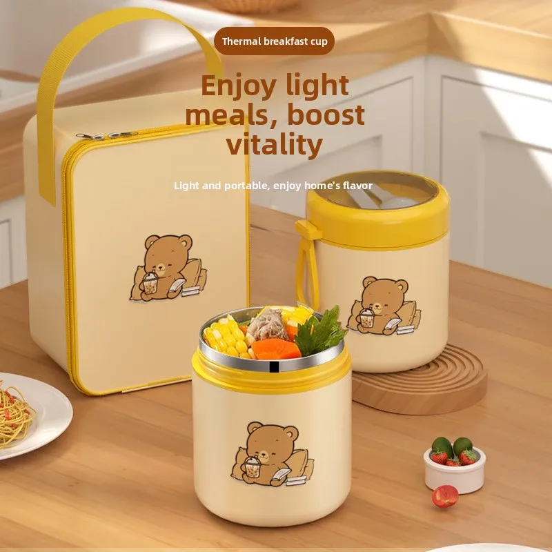 

New 304 Steel Microwave Resistant Insulated Lunch Box for Office Workers Breakfast Cup Portable Japanese Sle Food Cont...