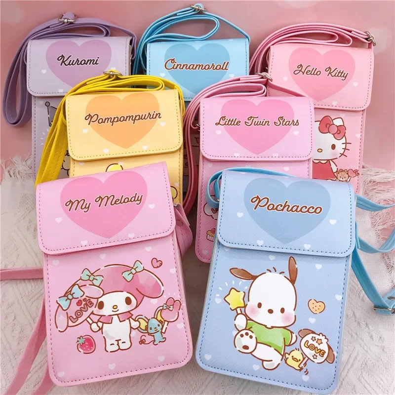 Bolsos de hombro para mujer Sanrio Anime Messenger Bag 12x7,5x17cm Mini monedero niñas almacenamiento portátil bolsa para teléfono móvil Original