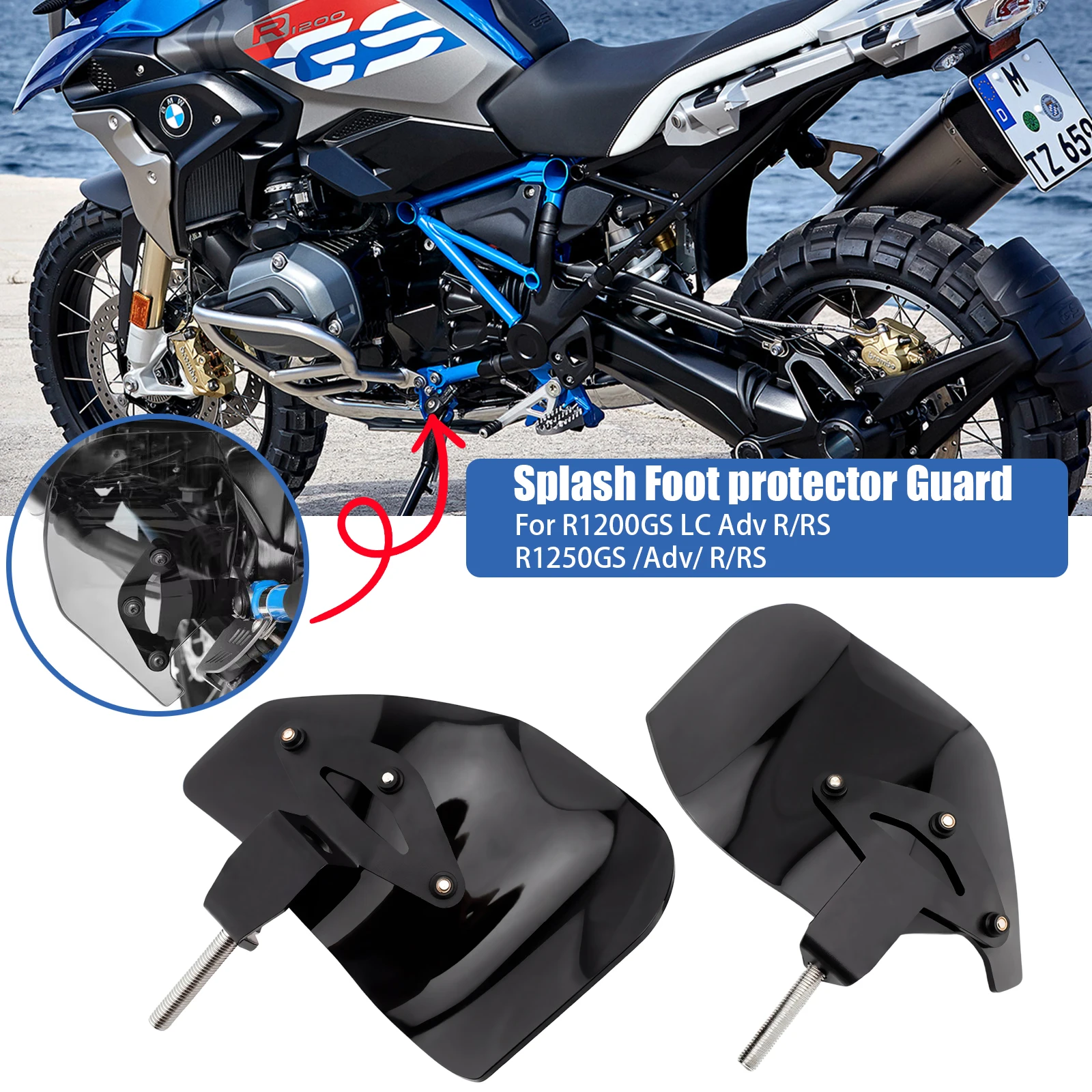 

1 Pair Motorcycle Foot Protector Windshield For BMW R1200GS R1250GS R1200RS R1250RS ADV 2013-2020 Splash Guard Black/Clear