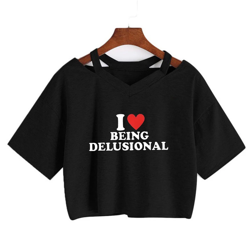 Harajuku Punk Hip Hop Slim Tees 90s Vintage Creative Letter รูปแบบพิมพ์เสื้อยืดผู้หญิงแฟชั่นรอบคอแขนสั้น Crop Top