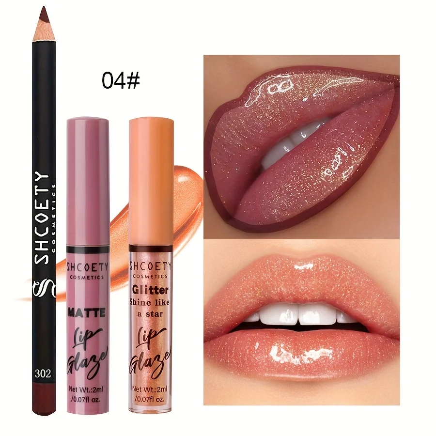 Pearl Shimmer Matte Lip Liner And Lip Oil Set Wodoodporny, nieprzywierający zestaw do ust odpowiedni dla wszystkich rodzajów skóry Pudełko na prezenty świąteczne