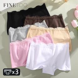 3pcs/set Cotton Boxers Underwear For Women Ladies Sexy Lace Safety Short Pants Seamless Large Size Boyshorts Low Waist Lingerie