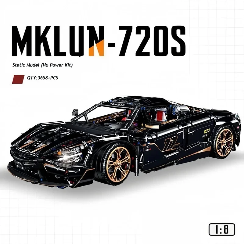 

2025 1:8 MOC Sport Racing CAR Model 720S With Motor 10625 3284Pcs Building Blocks Bricks Toys For Children Christmas Gifts