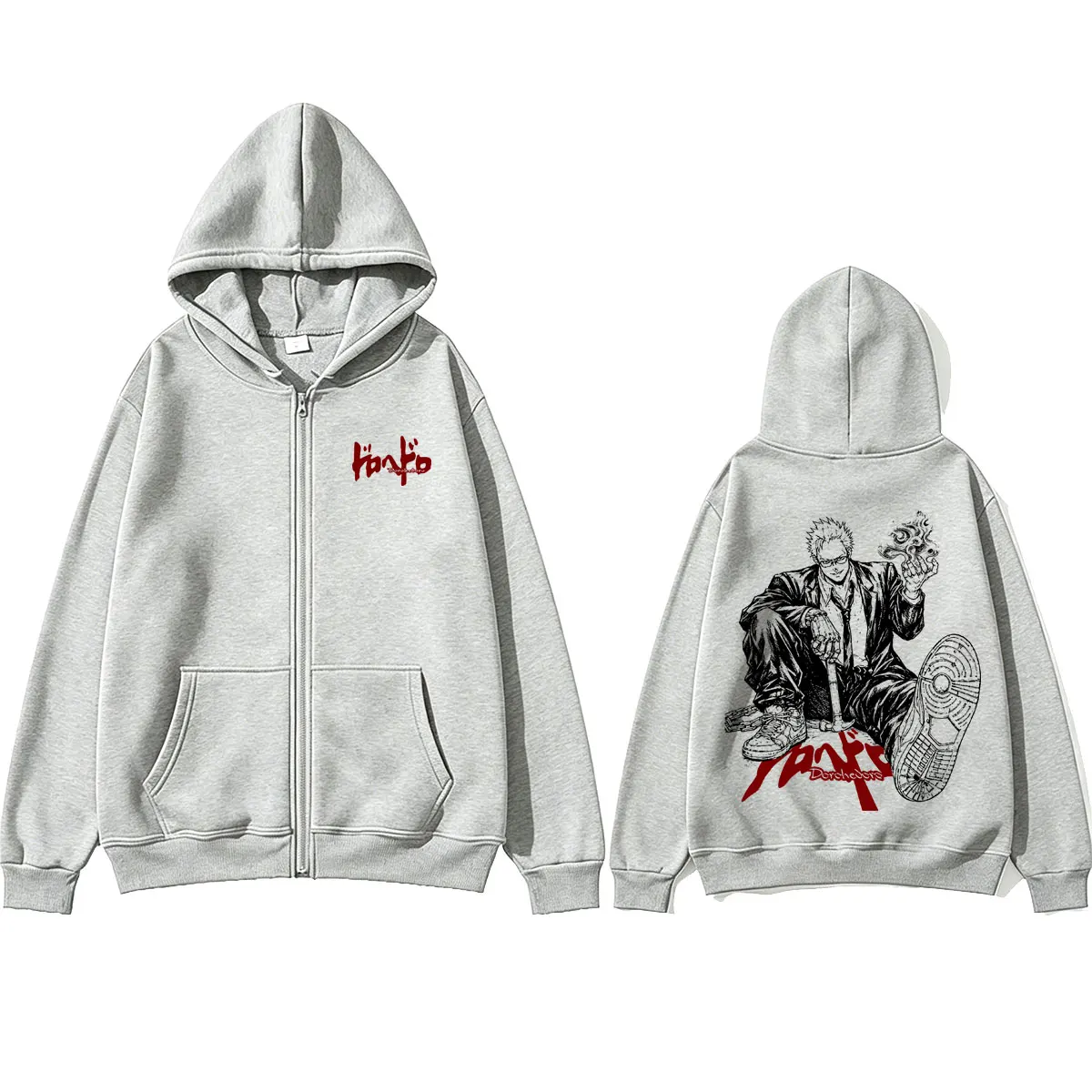 Anime Dorohedoro Shin ‌ Merch Zipper Hoodie für Männer und Frauen, Manga Vintage Zip-Up Jacke, Herren 90er Rock Gothic Horror Zip-Up Sweatshirt – Detail 6