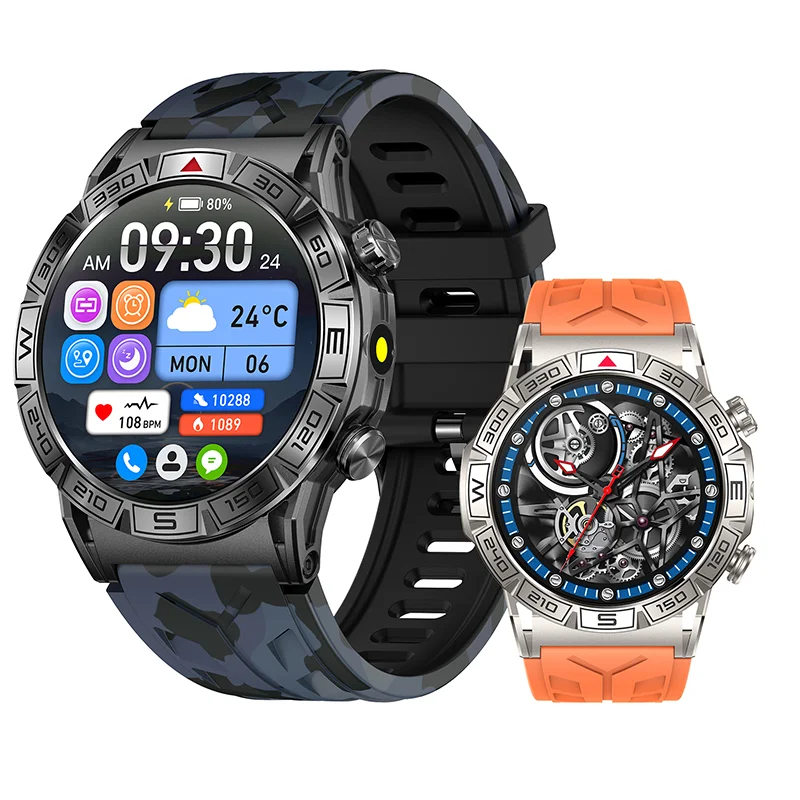 Nieuwe Smartwatch 1,43-Inch Amoled High-Definition Groot Scherm Gps Track Kompas Zaklamp Bluetooth Oproep Gezondheid Monitoring