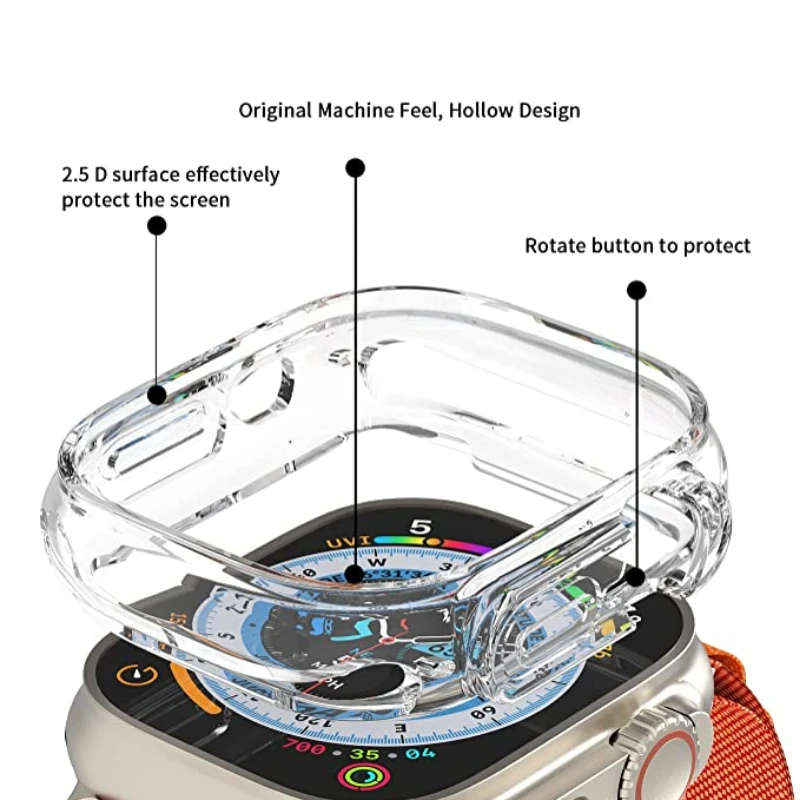 นุ่มป้องกันกันกระแทก TPU Scratch-Resistant กรอบสำหรับ Apple นาฬิกา Series 8 49มม.[ไม่มีตัวป้องกันหน้าจอ]