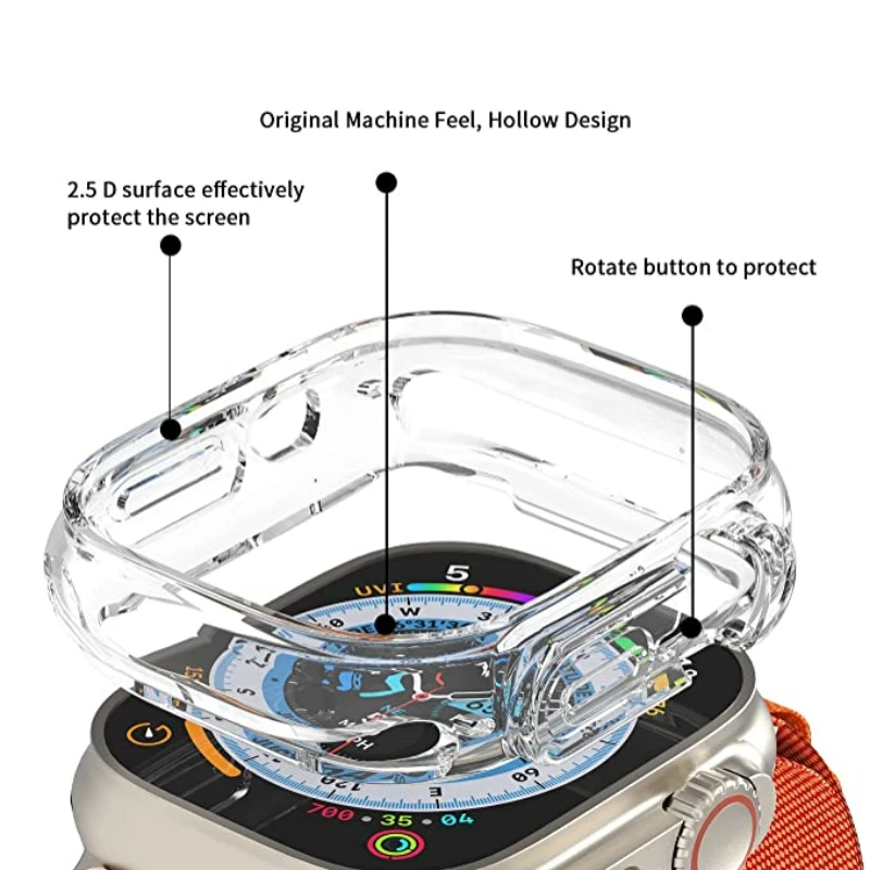 Soft TPU Shockproof Protective Scratch-Resistant Frame for apple Watch Series 8 Ultra 49 MM [No Screen Protector] Clear