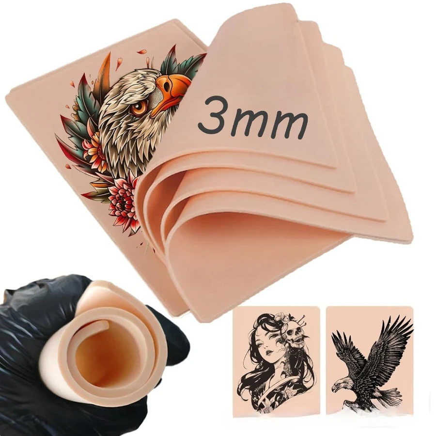 1/3mm Silicone Tattoo Practice Skin Blank Fake Tattoo Skin for Permanent Makeup Tattoo Beginner Exercise Tool Tattoo Accessories