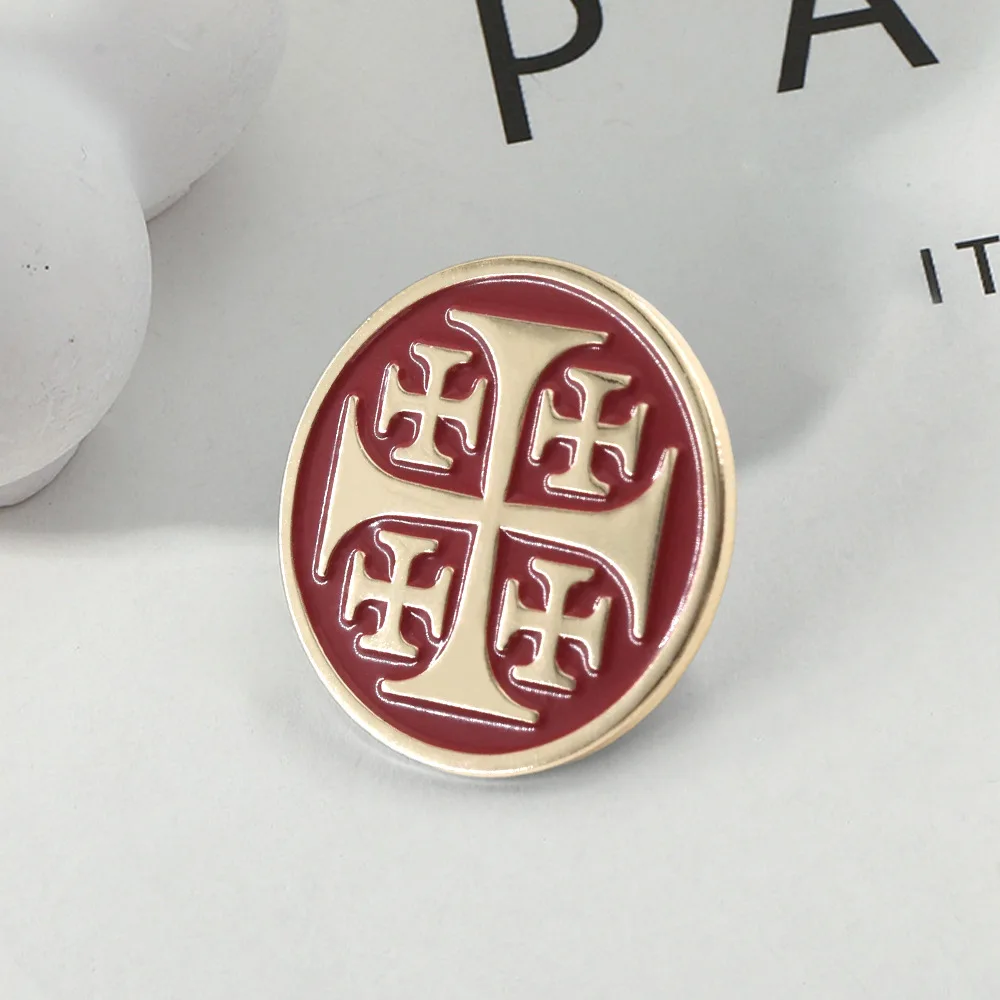 1 pièce Épingle en émail Croix de Jérusalem, Symbole religieux chrétien médiéval, Broche, Bijou Croyance et Histoire, Cadeau
