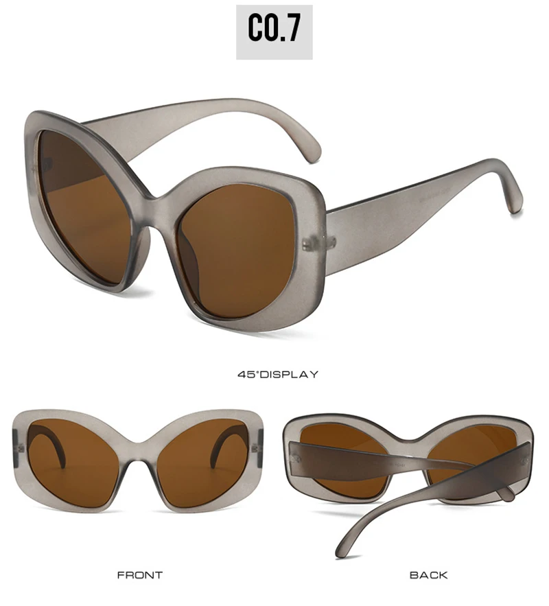 Shabuna Mode übergroße Cat Eye Frauen Sonnenbrille Sonnenbrillen UV400 Retro Männer matte Bonbon Farbe Sonnenbrille – Detail 13