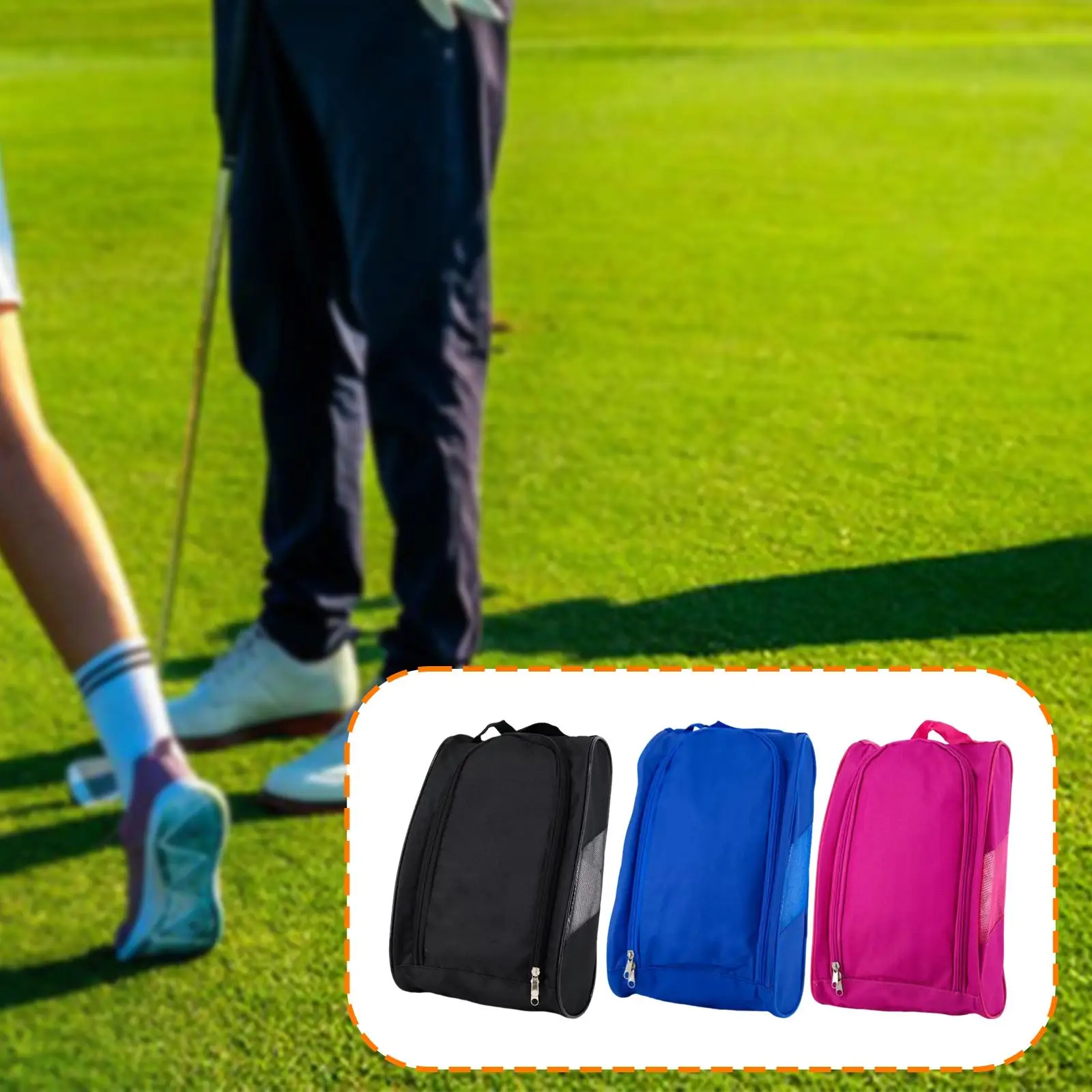 

Golf Shoe Carry Bag Zipper Closure Lightweight, Storing Golf Accessories, Zippered Shoe Carrier Bag for Travel, Gym, Workout