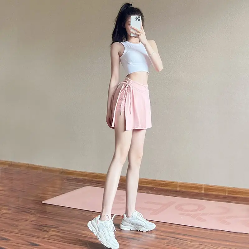 Sports short skirt female anti-go summer high waist sexy yoga culottes fake two quick dry wear fashion fitness running