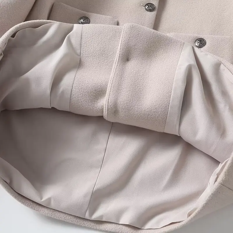 Jenny&Dave British Shoulder Badge Decorative Wool Jacket Fashion Women's Winter Coat Women Tops