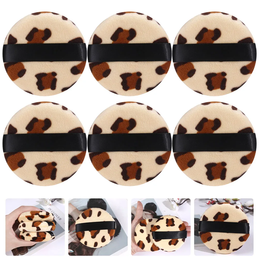 

6Pcs Leopard Print Makeup Puff High Quality Washable Powder Applicator for Foundation Cream Sunscreen Cushion Blush Loose