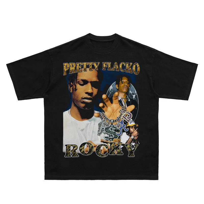 ASAP Rocky American Rapper Graphic Cotton T-shirt Unisex Women Fans Essentials Short Sleeve Tee Fashion Luxury Brand Classic Top