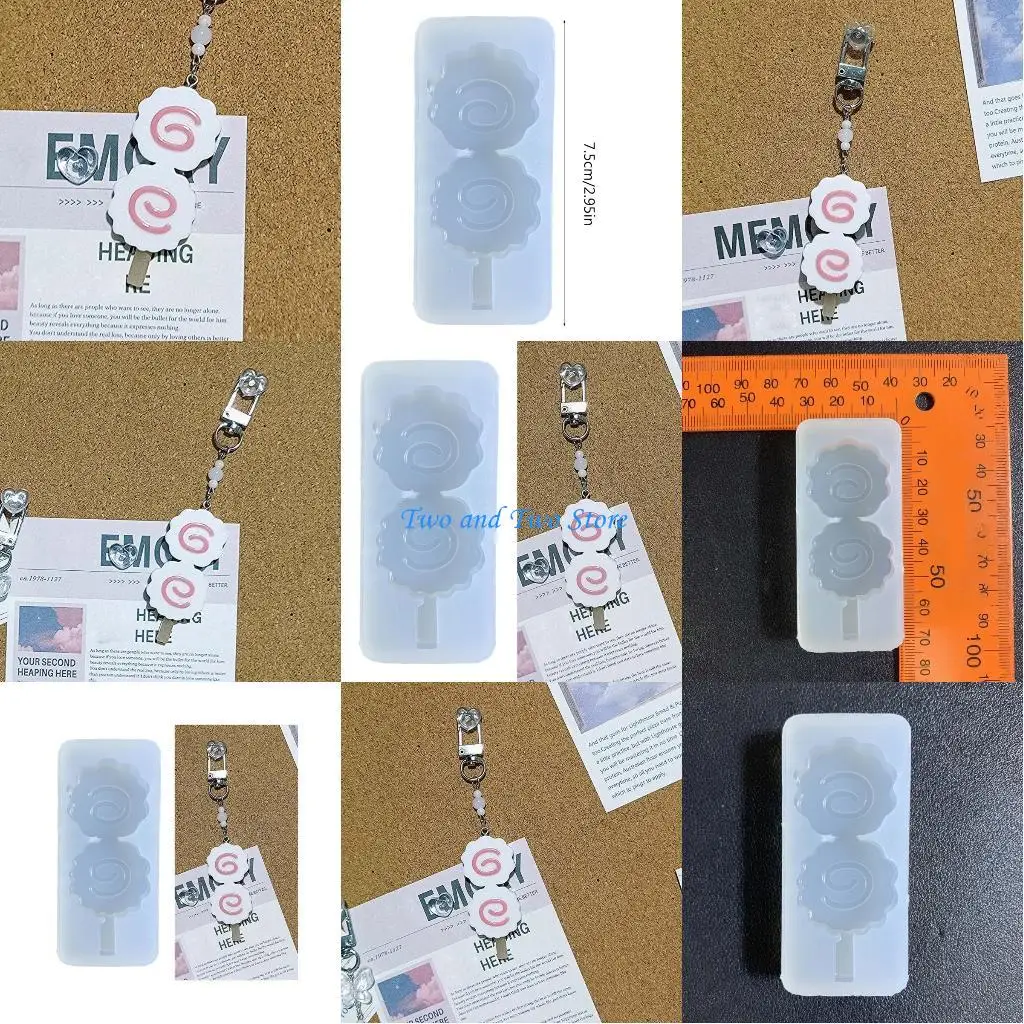 

HX6F Fish Cake Skewers Keychains Mold DIY Epoxy Pendant Necklace Chain Mold