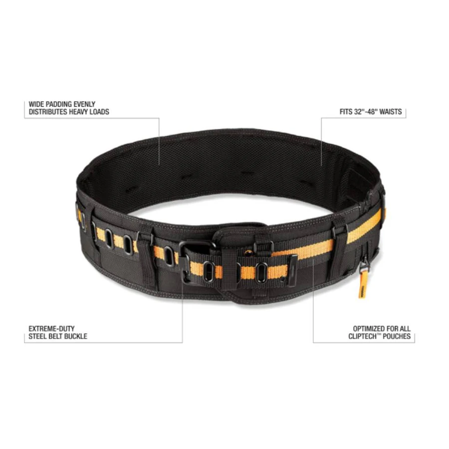 TOUGHBUILT Padded Belt with Heavy Duty Clip Buckle and Back Support Construction Work Belts TB-CT-40P