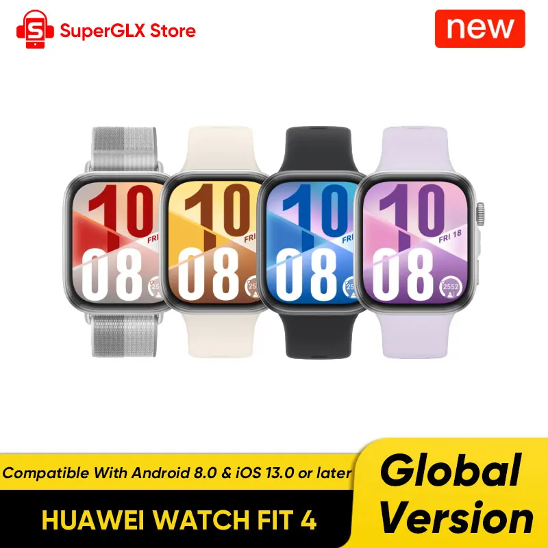 HUAWEI Watch Fit 4 Smartwatch Version mondiale Écran AMOLED 1,82 pouces Conception ultra mince Plus de 100 modes sportifs Durée d'autonomie de la batterie jusqu'à 10 jours