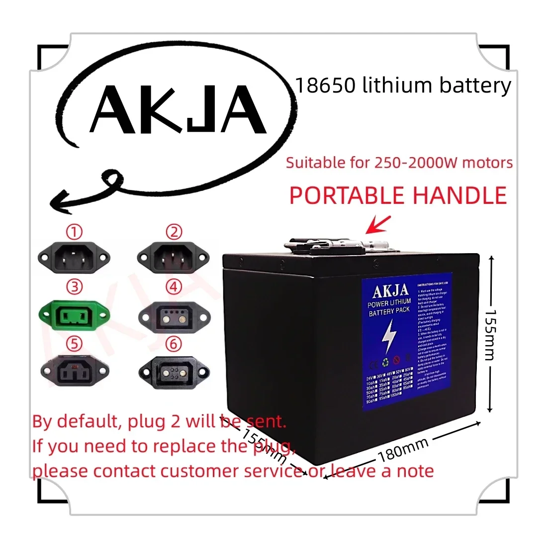 Air fast transportation New Full Capacity Power 18650 Lithium Battery 60V10ah-50ah Lithium Battery Pack Suitable for 250-2000W