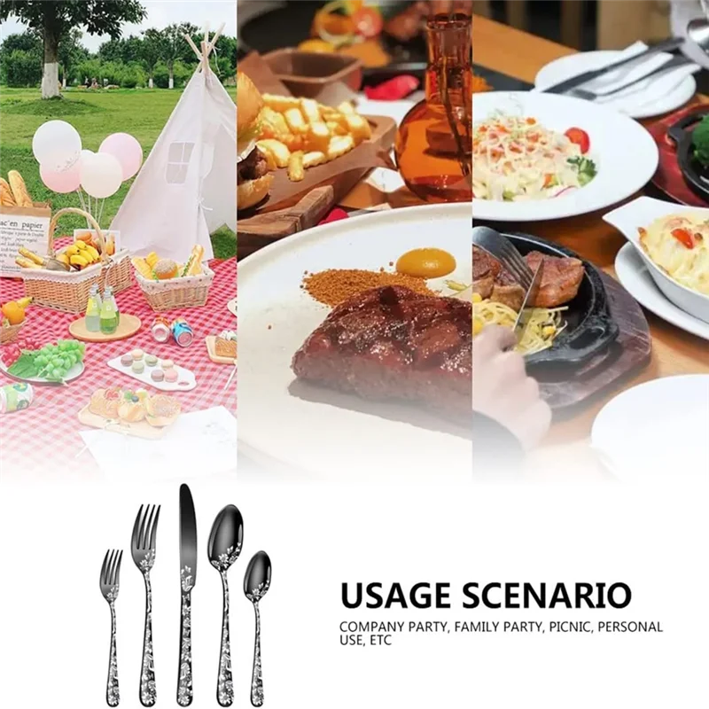 ABXF-20 قطعة مجموعة أدوات المائدة الفضية المصنوعة من الفولاذ المقاوم للصدأ لـ 4 تصميم فريد من نوعه آمنة للاستخدام في غسالة الأطباق/الشوك/الملاعق