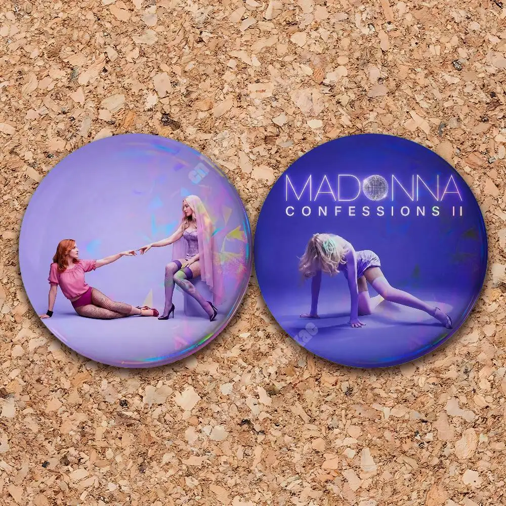 Confessions 2 M-Madonna Bring Your Love Pin Badge 2PC Sets for Clothes & Accessories & Bags Metal Button Vibrant Collection