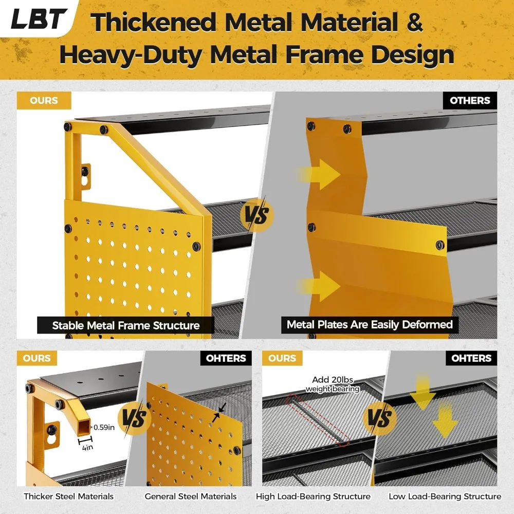 LBT Power Tool Organizador com Estação de Carregamento Heavy Duty Aço Wall Mount Broca Rack De Armazenamento, patenteado, 6 Broca Prateleira De Armazenamento