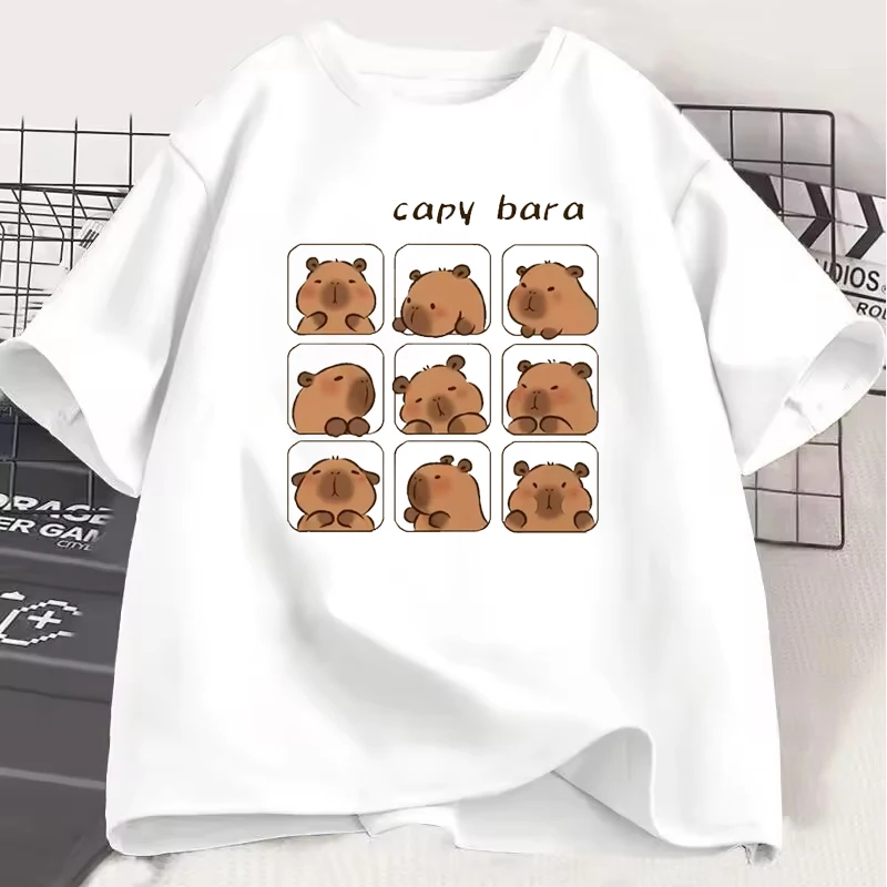 

Capybara Printed Men Woman T-shirt Sports and Leisure Comfortable Large Size Couple Clothing Summer Harajuku Japan Fun Loose Top