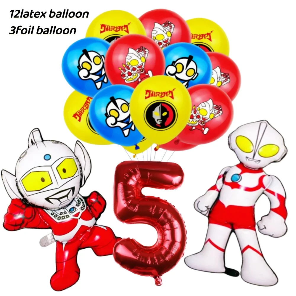

Red Ultraman Altman 15Piece latex Balloon Kids Birthday Party Supplies Festival Party Decor 32in Number Helium Globos Toys Gift
