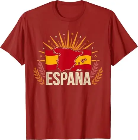 Spanisches Fan Retro Vintage Spanien Flagge T-Shirt Y2k Fußball Sportbekleidung Trikot Espana Fußballmannschaft Fans Grafik-Bekleidung Spanisches T-Shirt – Detail 9