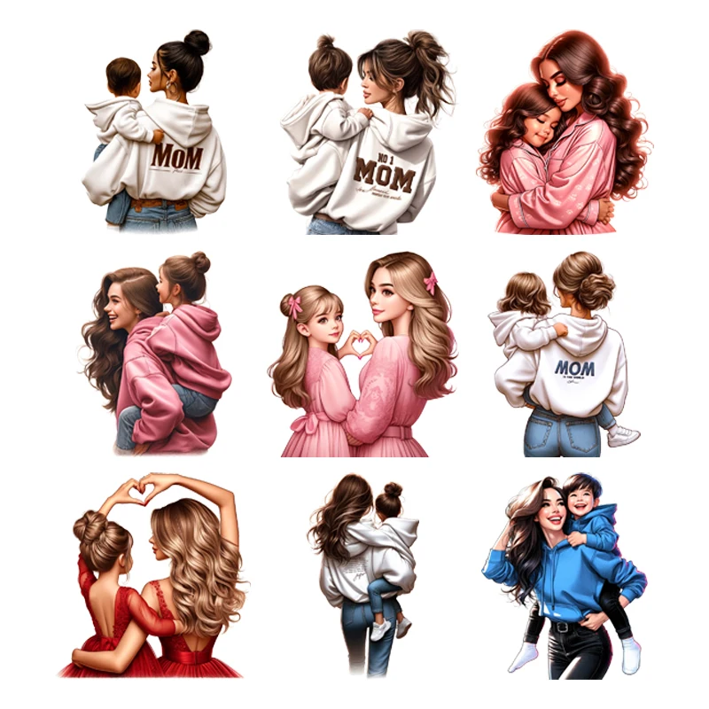 

Parent-Child Patch Thermo Sticker On Clothes Mother-Daughter Patches For T-Shirt Iron On Transfer For Clothing Applique Thermal