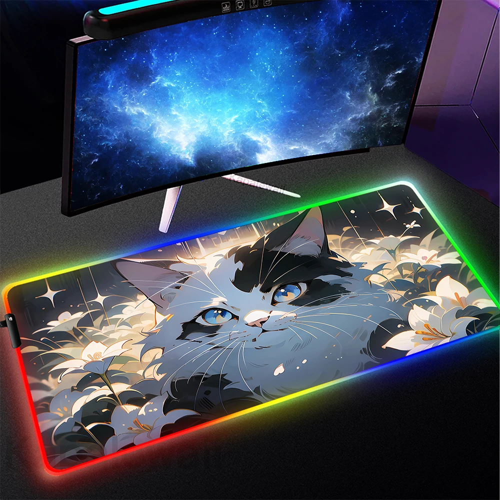 

Gaming Mousepad HD Print Mouse Pad Game Pads Mousemat Non-slip Rubber Cute Cat Pads Desk Mat Keyboard Pads RGB Mouse Mat