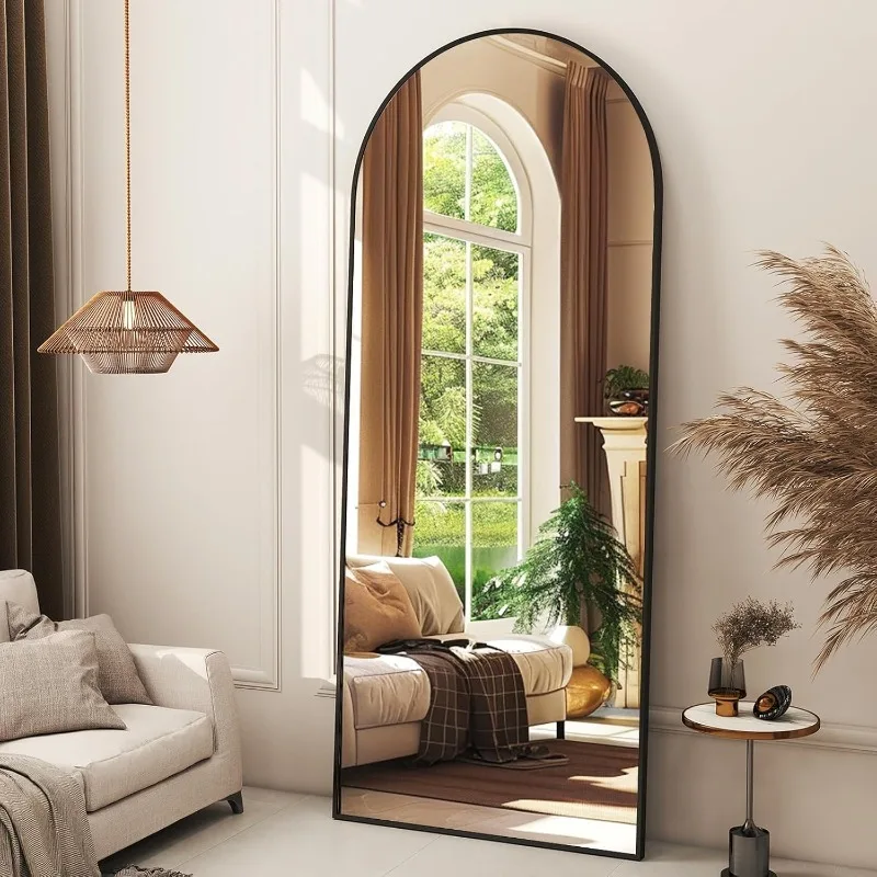 

56"x21" Arched Full Length Mirror Floor Mirrors with Aluminum Alloy Frame Free-Standing Wall Mounted Floor Mirrors or Large Dres