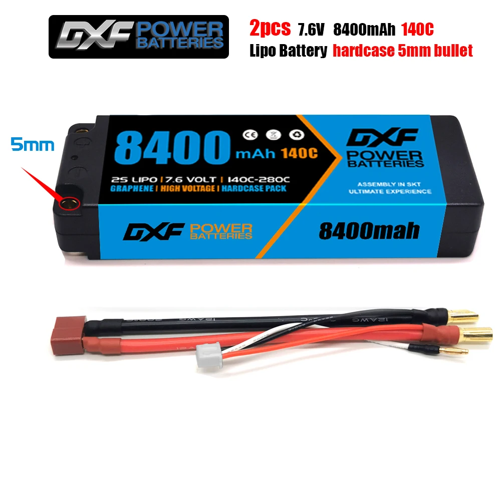 

2 шт., DXF 2S 3S 4S 6S Lipo Battery 7,6 V 11,1 V 15,2 V 14,8 V 22,2 V 8400mAh 5200mAh 7000mAh 6200mAh 6750mAh 6500mAh, запчасти для радиоуправляемых автомобилей