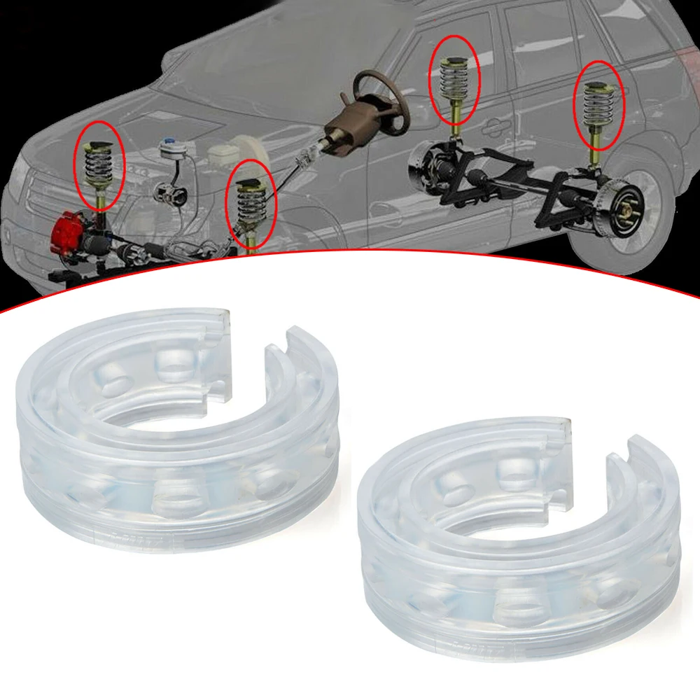 2Pcs Universal Type-B White Car Rubber Shock Absorber Spring Bumper Buffer Power Cushion Buffer Spring Car Accessories