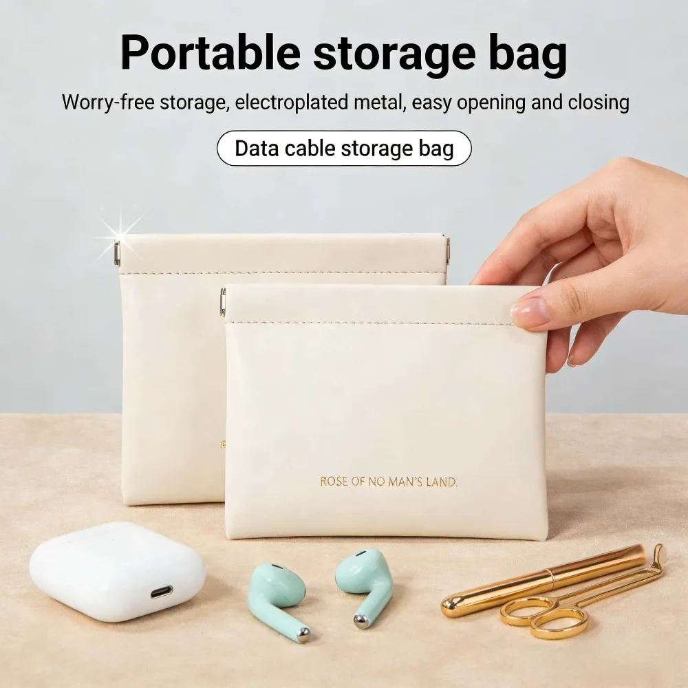 Multi-functional PU Leather Cable Organizer Pouch Jewelry Travel Case Portable Earphone Storage Bag Mini Cosmetic Makeup Holder