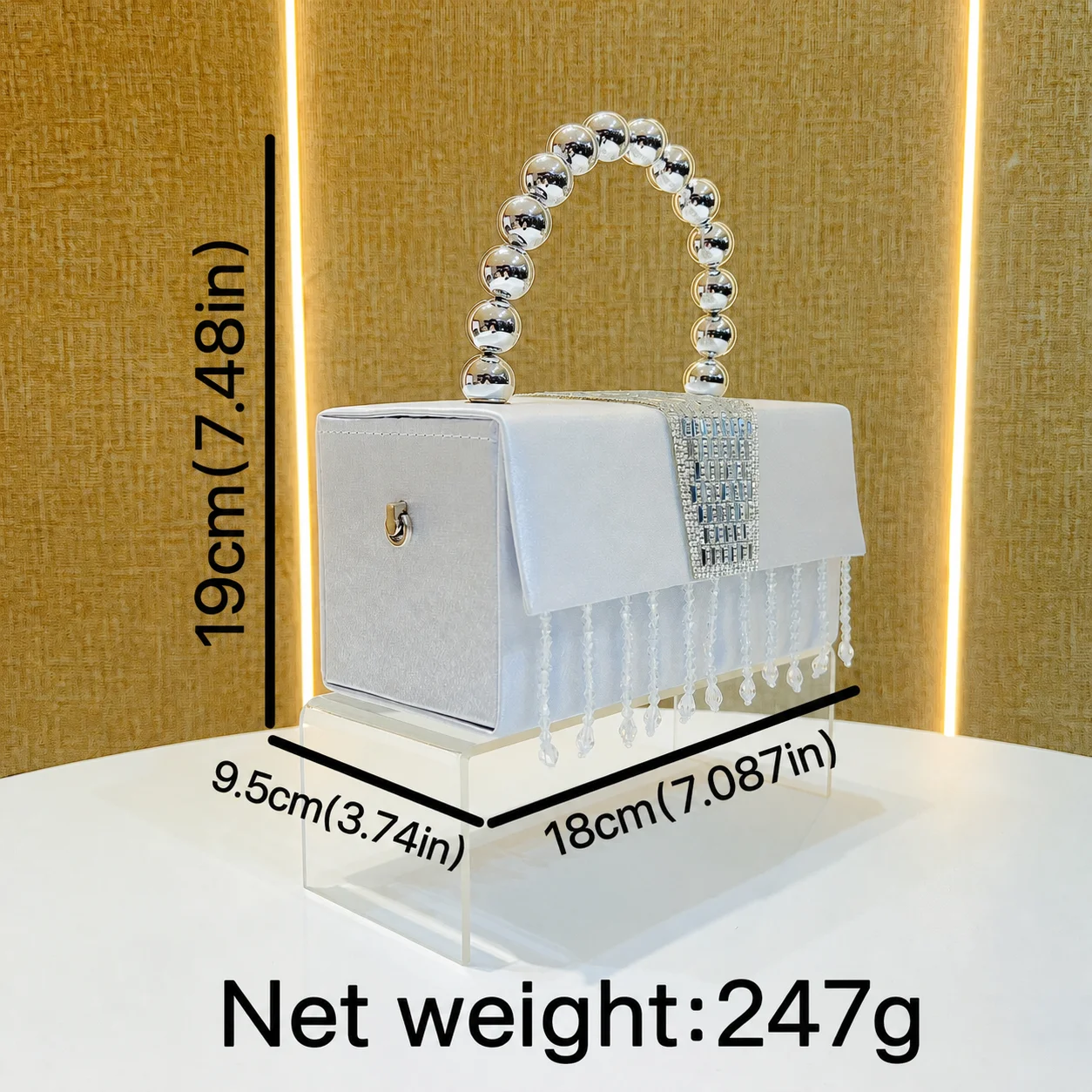 Crossbody Box Purse Multi-Functional Women'S Evening Bag Rhinestone Tassel Handbag Elegant Top Handle Clutch For Date Night Gala