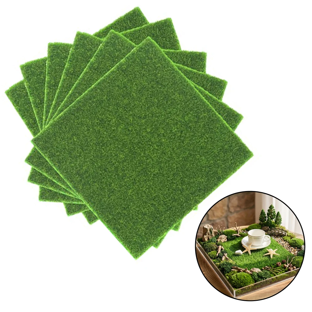 6pcs Simulated Lawn Mat 30x30cm for Green Artificial Grass for Fairy Garden Landscaping DIY Craft and Miniature Scene Use