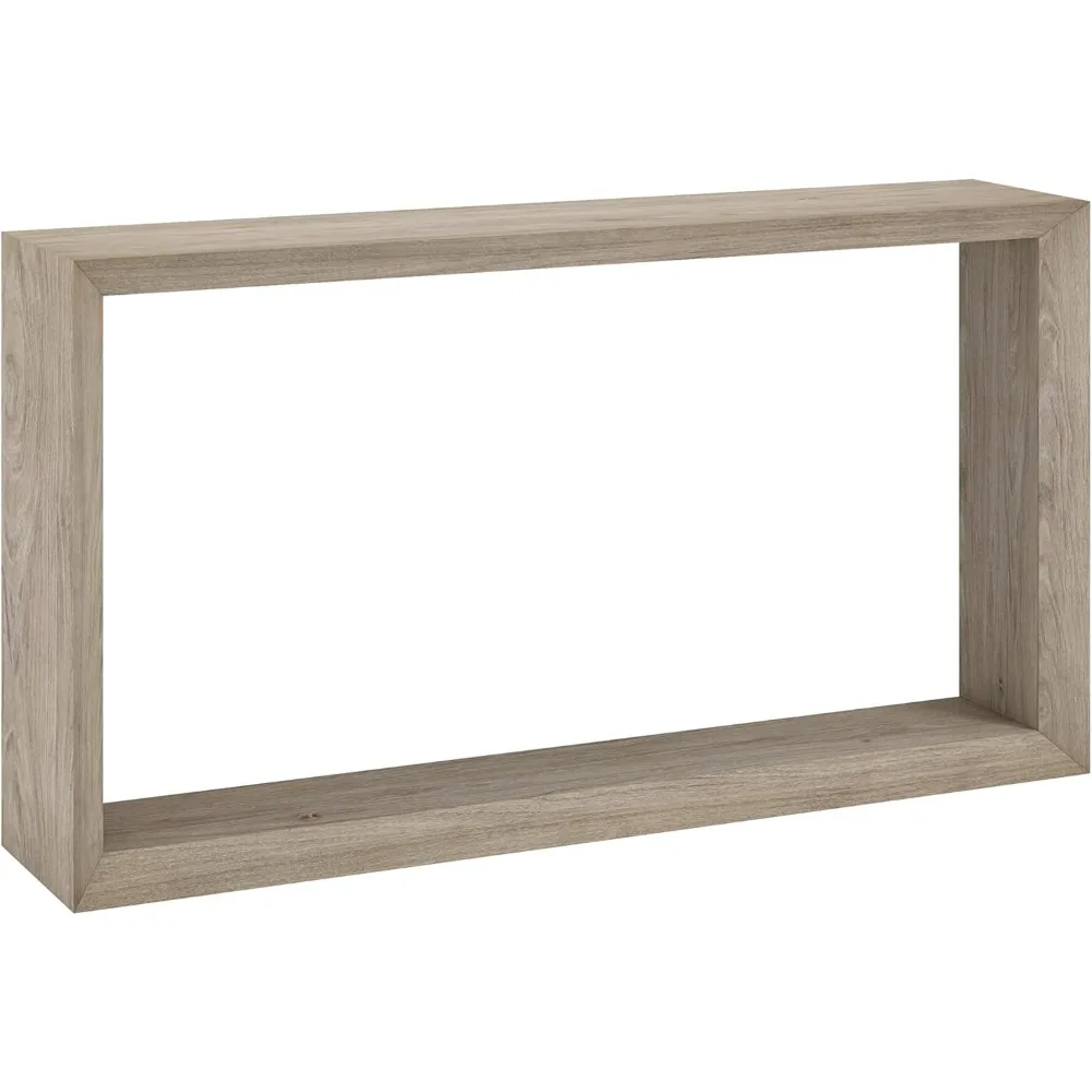 

55"" Wide Rectangular Console Table In Antiqued Gray Oak, For Home, Living Room, Bedroom, Entertainment Room, Office