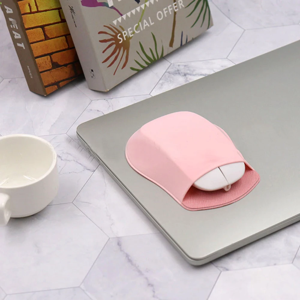 3 Colors Universal Mouse Storage Bag Stick On Computer Adhesive Mouse Storage Pouch Portable Mouse Holder Office Supplies